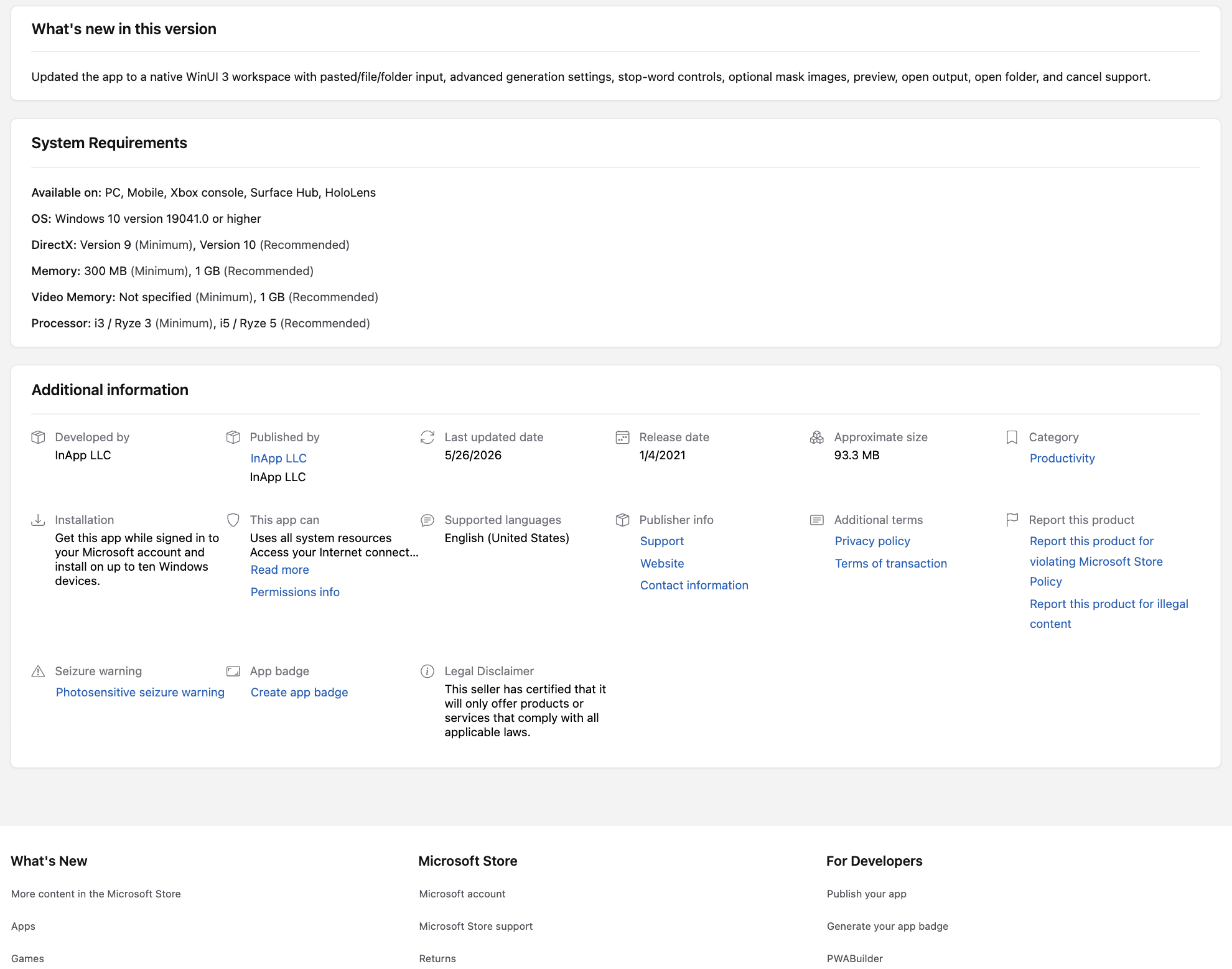 WordHaze Microsoft Store listing details