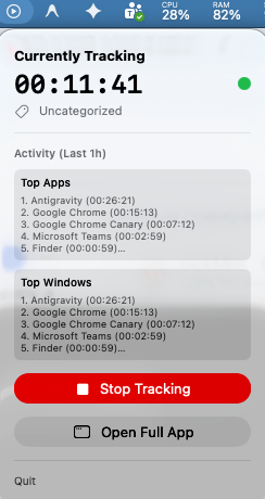 Menu Bar Tracker